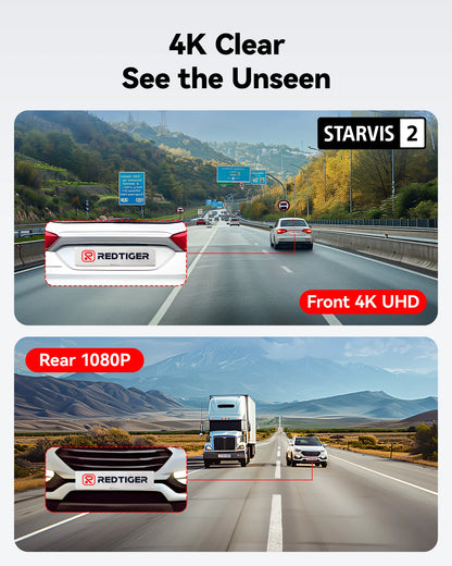 REDTIGER F7NP 4K+1080P Dash Camera for Cars 3.18” IPS Screen Built-in WiFi GPS Mini Dash Cam Recorder Dvr for 24H Parking Mode