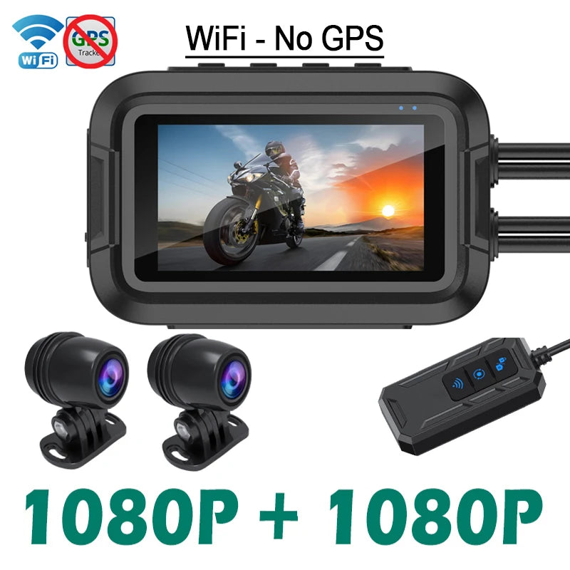 Motorcycle Dash Cam Dual 1080P Full Body Waterproof Moto Camera WiFi GPS DashCam Front Rear Driving Video Recorder DVR Black Box