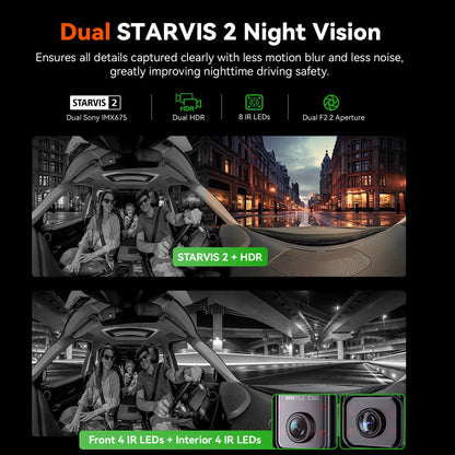 Vantrue E360 Dashcam 360° 5.2K Panoramic 5GHz WiFi&GPS Dual STARVIS 2 IR Night Vision Voice Control Touchscreen Camera for Cars