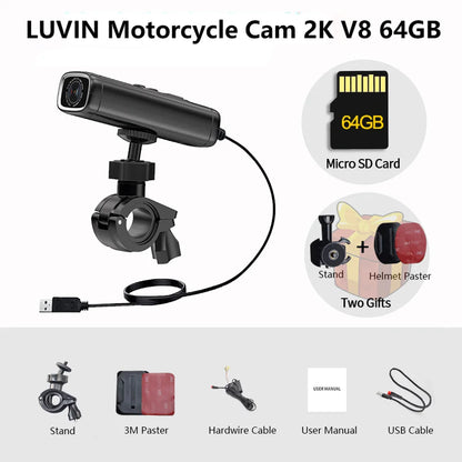 Motorcycle Camera Dash Cam Moto Dvr 1440P Video Recorder WiFi App Waterproof 2K Recording Night Vision for Motorcycle Luvin V8