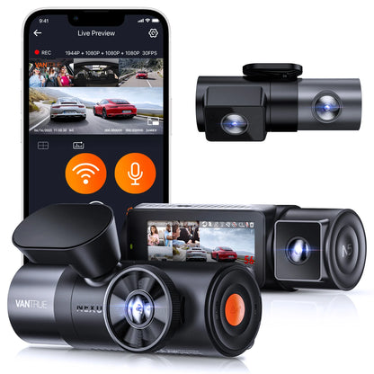 Vantrue N5 DashCam 4 Channel WiFi 360° All Sides 2.7K+1080P*3 GPS Tracking  Smart Voice Control Rotatable Camera Car accessories