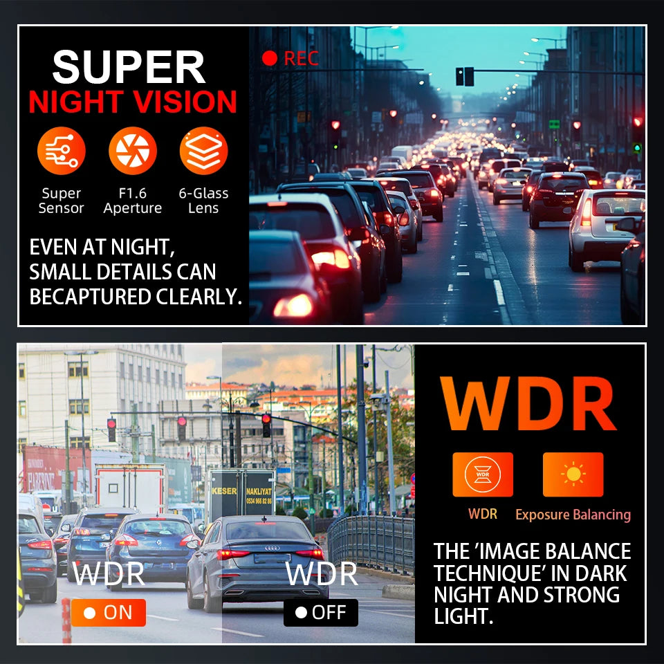 4K WIFI Dash Cam Mini CAR DVR Support Front and Rear Dual Lens 1080P Black Box Room Night Vision Camera Parking Monitor