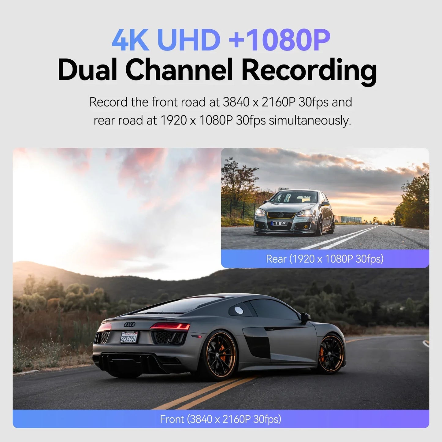 VIOFO A129 Pro Duo Dash Cam 4K + 1080P Front and Rear With 5GHz WiFi GPS, Ultra HD Dual Car Camera, Buffered Parking Mode