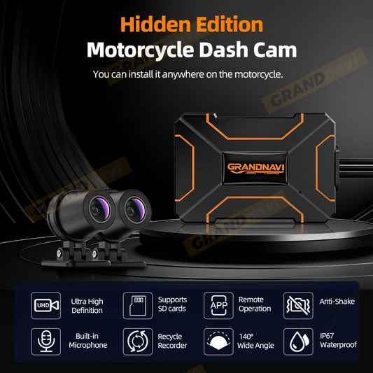 Motorcycle Dual DVR 1080P 2K Action Camera Recorder Front & Rearview Waterproof Motorcycle Dash Cam Night Vision Camera WiFi