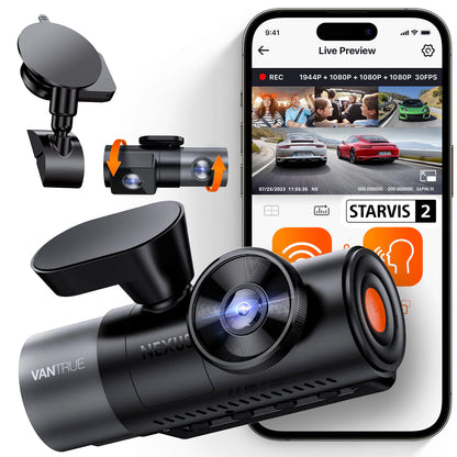 Vantrue N5 DashCam 4 Channel WiFi 360° All Sides 2.7K+1080P*3 GPS Tracking  Smart Voice Control Rotatable Camera Car accessories