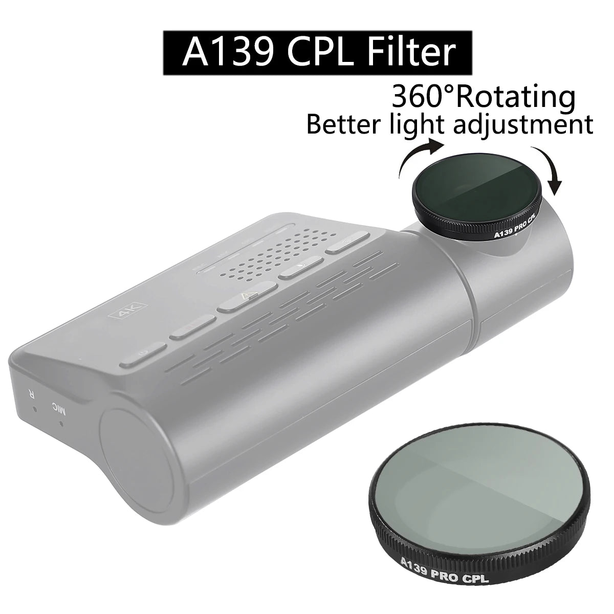 For VIOFO CPL-200 Filter Lens Circular Polarizing Filters Lens Cover for A139 / T130 / A229PRO / A229PLUS / WM1 Car Dash Camera