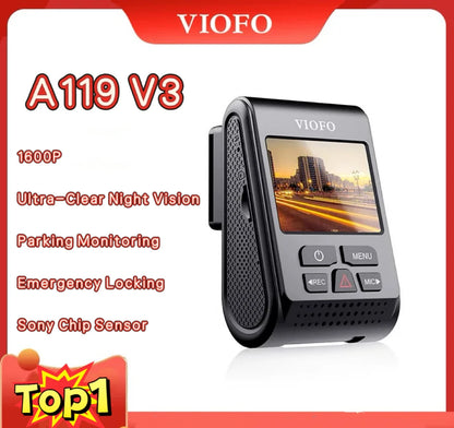 VIOFO A119 V3 2K Car DVR Super Night Vision Quad HD Dash Cameras Parking Mode G-Sensor Rota Lens 2560 * 1600P Optional GPS CPL