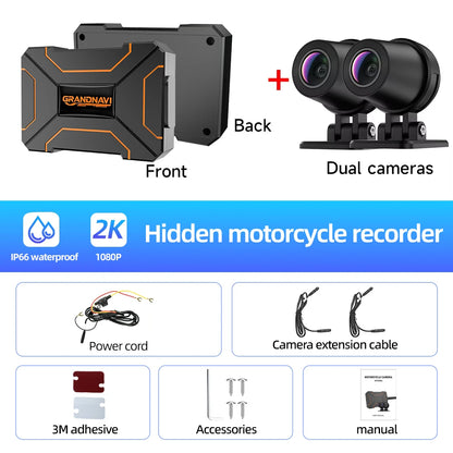 Motorcycle Dual DVR 1080P 2K Action Camera Recorder Front & Rearview Waterproof Motorcycle Dash Cam Night Vision Camera WiFi