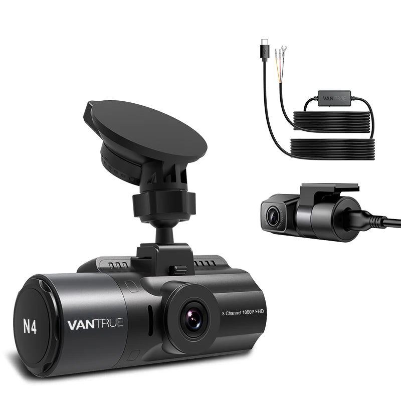 Vantrue N4 DashCam 4K Car Video Recorder Night Vision Car DVR Dashcam Rear View Camera with GPS Car Dash Cam Support 512GB Max