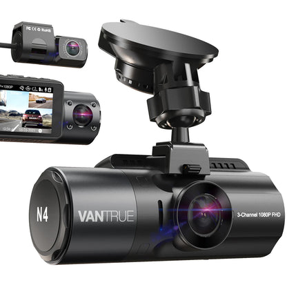 Vantrue N4 DashCam 4K Car Video Recorder Night Vision Car DVR Dashcam Rear View Camera with GPS Car Dash Cam Support 512GB Max