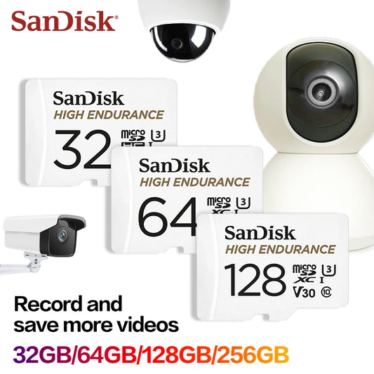 Original SanDisk High Endurance Micro SD Card MicroSDHC 32GB V30 C10 MicroSDXC 64GB 128GB 256GB Memory Card For Dash Camera