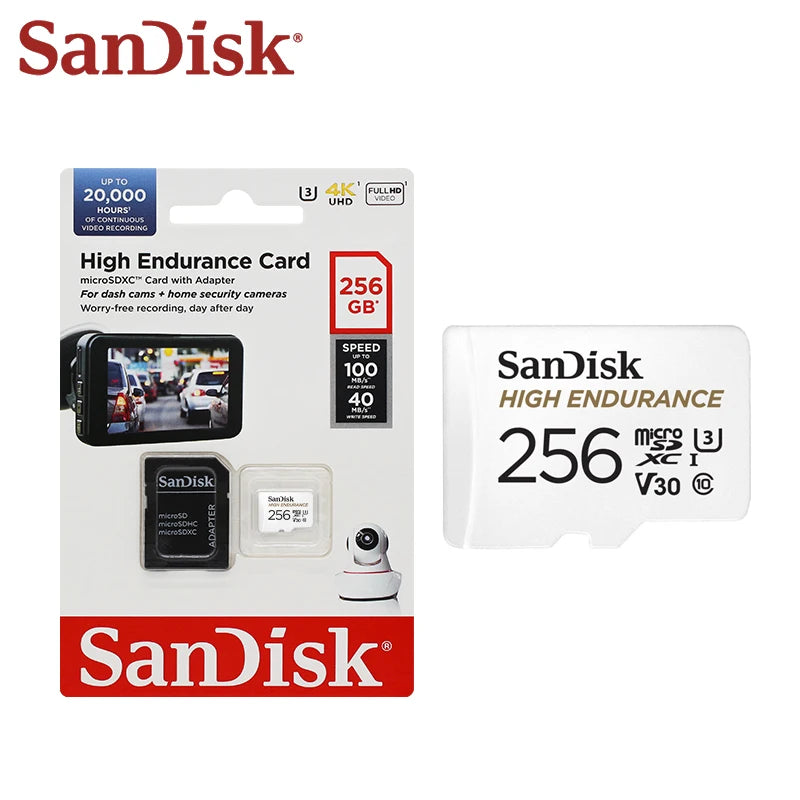 Original SanDisk High Endurance Micro SD Card MicroSDHC 32GB V30 C10 MicroSDXC 64GB 128GB 256GB Memory Card For Dash Camera