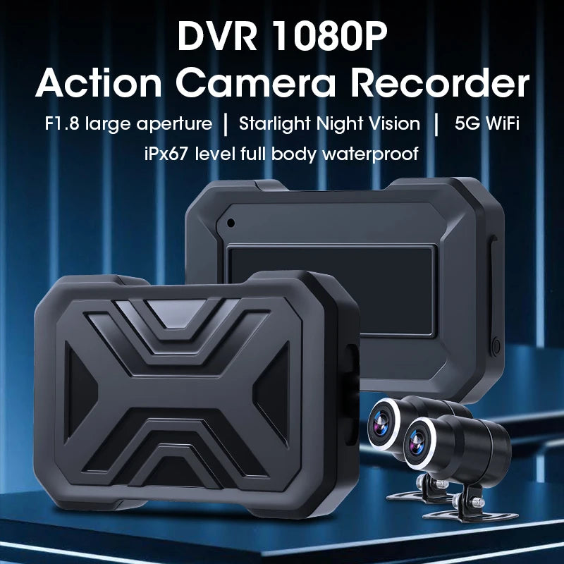 Dual 1080P Motorcycle DVR Full Body Waterproof Moto Camera WiFi Video Moto Dash Cam Front Rear Driving Video Recorder Black Box
