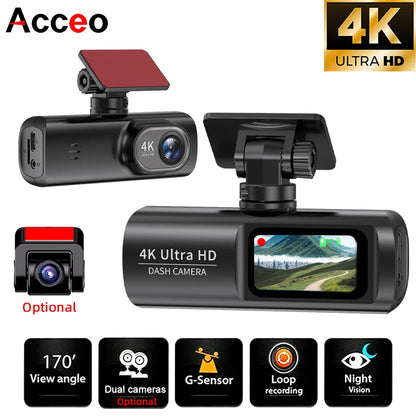 4K WIFI Dash Cam Mini CAR DVR Support Front and Rear Dual Lens 1080P Black Box Room Night Vision Camera Parking Monitor