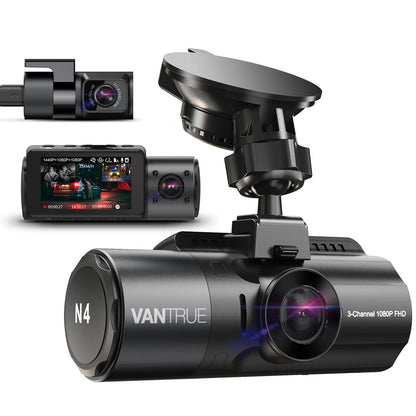 Vantrue N4 DashCam 4K Car Video Recorder Night Vision Car DVR Dashcam Rear View Camera with GPS Car Dash Cam Support 512GB Max