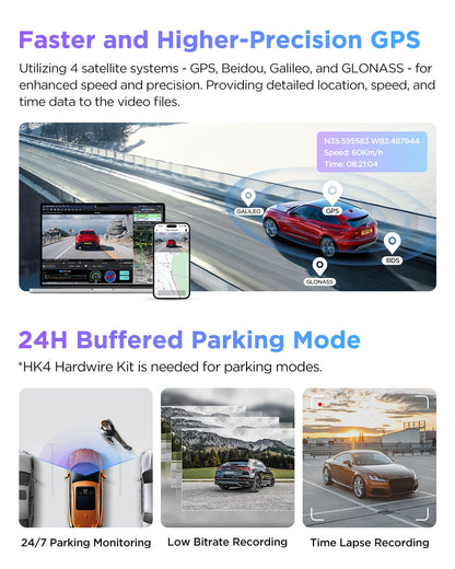 VIOFO A229 PRO 4K HDR Car Camera With SONY STARVIS 2 SENSOR Support Rear and Interior Dash Cam 24H Parking mode 5GHz Wi-Fi