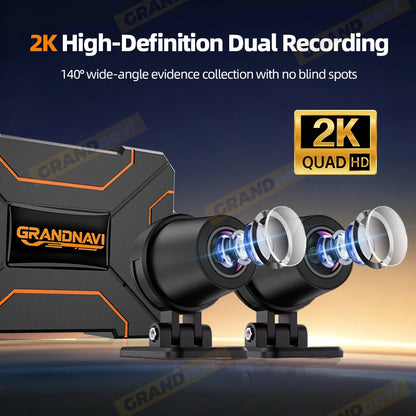 Motorcycle Dual DVR 1080P 2K Action Camera Recorder Front & Rearview Waterproof Motorcycle Dash Cam Night Vision Camera WiFi