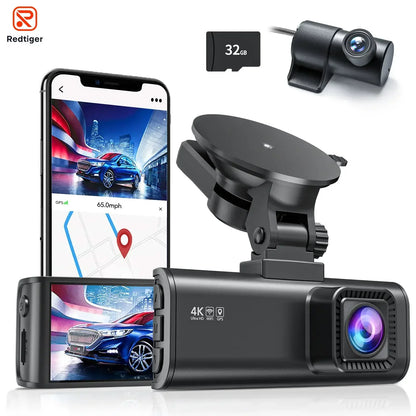 REDTIGER F7NP 4K+1080P Dash Camera for Cars 3.18” IPS Screen Built-in WiFi GPS Mini Dash Cam Recorder Dvr for 24H Parking Mode