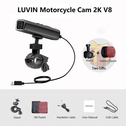 Motorcycle Camera Dash Cam Moto Dvr 1440P Video Recorder WiFi App Waterproof 2K Recording Night Vision for Motorcycle Luvin V8