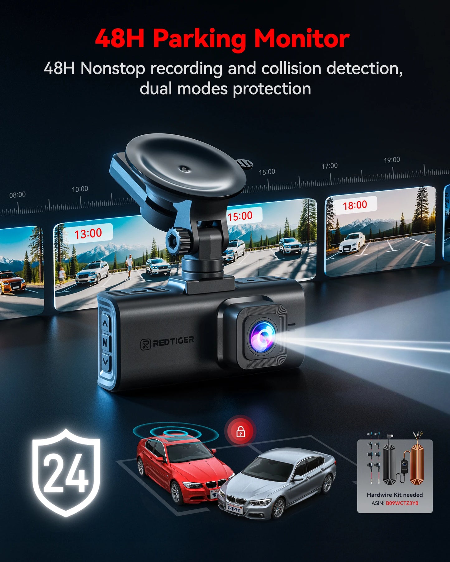 REDTIGER F7N TOUCH 4K Dash Cam Starvis 2 IMX675 5.8Ghz WIFI Car Camera For Night Vision WDR From Front and Rear Dash Camera