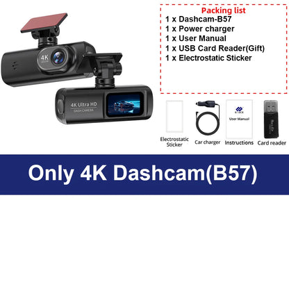 4K WIFI Dash Cam Mini CAR DVR Support Front and Rear Dual Lens 1080P Black Box Room Night Vision Camera Parking Monitor