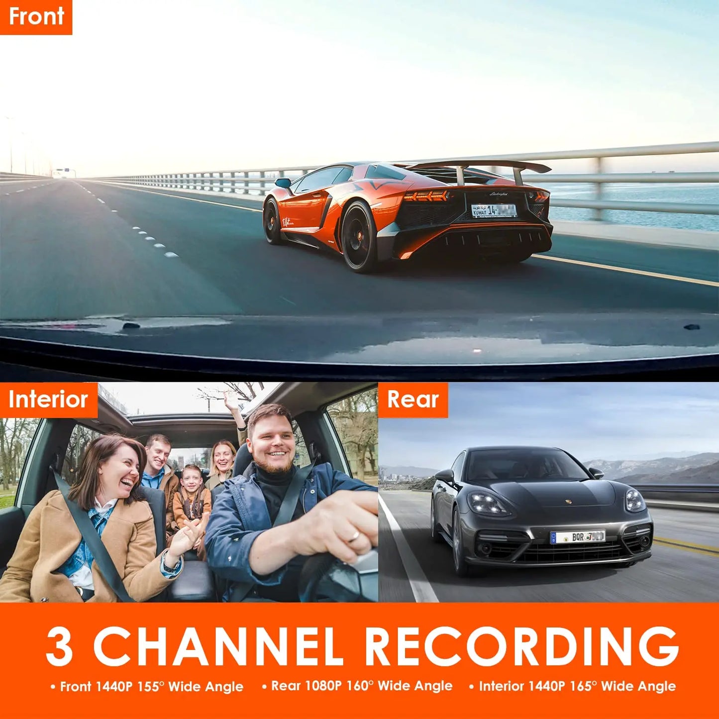 Vantrue N4 DashCam 4K Car Video Recorder Night Vision Car DVR Dashcam Rear View Camera with GPS Car Dash Cam Support 512GB Max