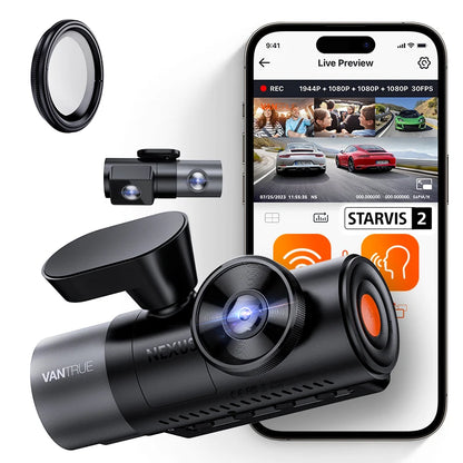 Vantrue N5 DashCam 4 Channel WiFi 360° All Sides 2.7K+1080P*3 GPS Tracking  Smart Voice Control Rotatable Camera Car accessories
